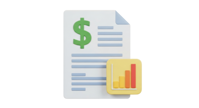 Isolated financial report document with dollar sign and a business growth graph icon illustration