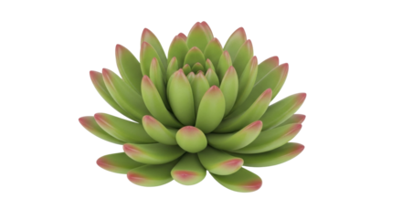 Isolated succulent rosette showing off its green leaves and pink tips in a studio environment