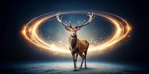 Majestic Stag Silhouetted Against a Glowing Celestial Orb, a Symbol of Grace and Wilderness