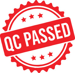 Red Q C Passed Stamp with Stars on White Background qc passed quality control