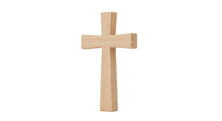 Isolated Christian cross made of wood, symbolic religious object for faith or worship