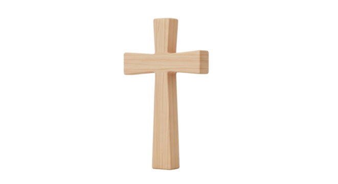 Isolated Christian cross made of wood, symbolic religious object for faith or worship