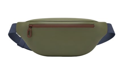 Isolated fanny pack, hip bag or belt bag in green color, on bright studio background, fashion style