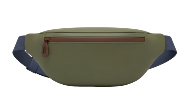 Isolated fanny pack, hip bag or belt bag in green color, on bright studio background, fashion style