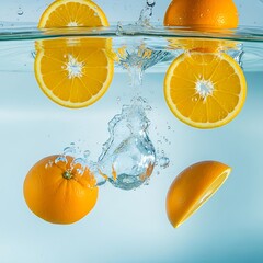 Fresh Orange Slices in Water.