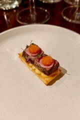 Fine dining dishes nicely decorated and plated at a michelin star restaurant