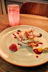 Fine dining dishes nicely decorated and plated at a michelin star restaurant