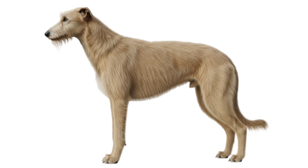 Isolated Irish wolfhound in profile on neutral background, a tall domesticated dog breed