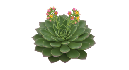 Isolated Echeveria elegans succulent plant with inflorescence on a light surface. Overhead