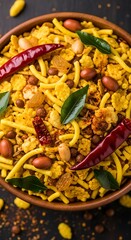 Spicy Indian Mixed Snack Dish.