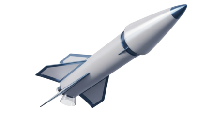 Isolated Missile soaring upward, depicting weapon, rocket, technology, space travel, warfare
