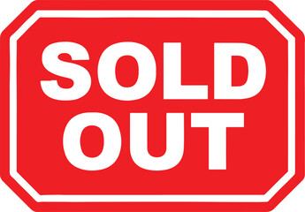 Red Sold Out Sign with Black Text on White Background vector