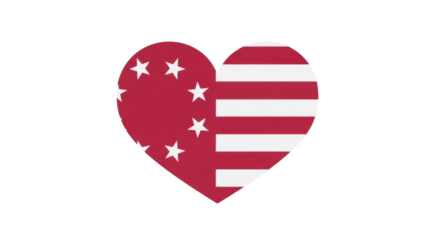 Isolated Heart Shape Patriotic Icon Symbol with Stars and Stripes Theme Decoration