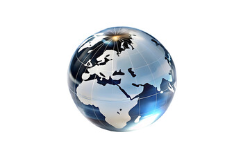 Obraz premium Glass globe isolated on transparent background showing europe and north africa