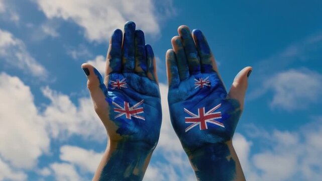 Hands painted with country flag global peace unity harmony HD 4K Video