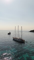 Obraz premium Stunning beaches, turquoise water and green islands in the Ionian Sea around Ithaka and Kefalonia, Greece