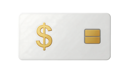 Credit card with a dollar sign isolated on transparent background, representing finance