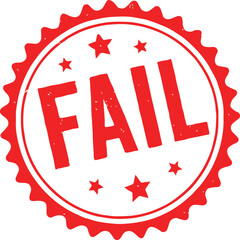 Red Stamp With F A I L Text And Stars On White Background fail word