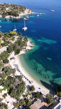Stunning beaches, turquoise water and green islands in the Ionian Sea around Ithaka and Kefalonia, Greece