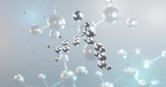 Clonidine rotating 3d molecule, molecular structure of antihypertensive agent seamless video
