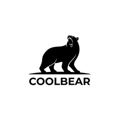 Obraz premium bear logo design featuring a roaring bear silhouette in bold black style, symbol of strength, wildlife, power, courage, outdoor adventure, and modern branding identity