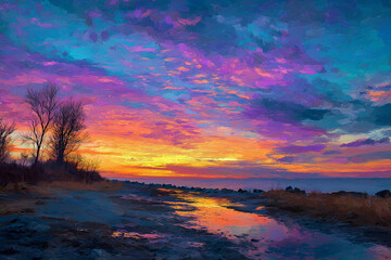 sunrise over the river
