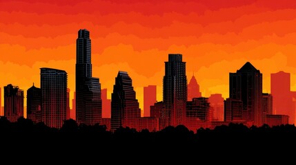 Fototapeta premium Austin Silhouette. City Skyline Silhouette of Austin, USA