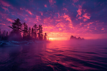 sunset over the lake