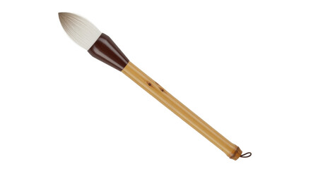 Isolated calligraphy brush with brown ferrule and tan handle for Chinese lettering