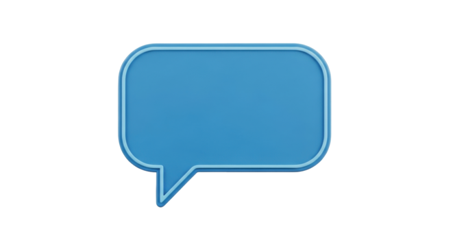 Isolated blue speech bubble, communication dialog box, chat message icon, speech symbol concept