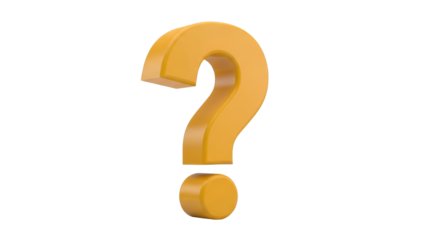 Isolated golden question mark, symbol of doubt or interrogation, a question, problem