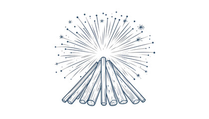 Obraz premium Fireworks Over Silhouette — Guy Fawkes Night Concept.