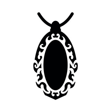black ornate pendant necklace design clip art preview