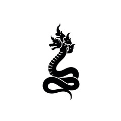 Fototapeta premium Intricate Naga Serpent Illustration Depicting Mythological Creature in Black.
