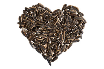 Heart Of Sunflower Seeds: Dark Striped Shells Arranged In A Lovingly Shaped Pattern