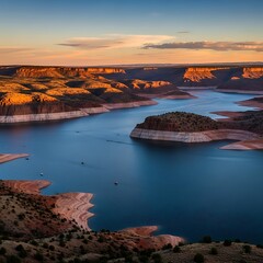 Scenic Lake Landscape at Sunset.