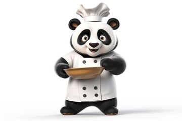 Naklejka premium Panda white background representation porcelain.