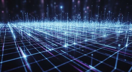 High Speed Digital Data Flow Network Abstract Background