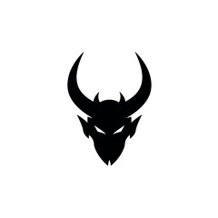 Stylized Silhouette of a Devil Head with Horns and Sharp Features.