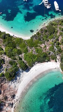 Drone photos of the picture perfect beaches of Kefalonia and Ithaka in the Greek Ionian Islands of the Mediterranean Sea