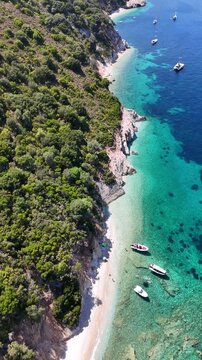 Drone photos of the picture perfect beaches of Kefalonia and Ithaka in the Greek Ionian Islands of the Mediterranean Sea