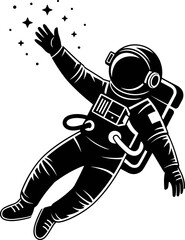 An astronaut in a spacesuit reaches out with their hand towards a cluster of sparkling stars in the vast expanse of outer space depicting exploration and discovery.