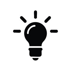 Bright Light Bulb with Radiating Lines Symbolizing Innovation and Ideas in a Minimalist Design