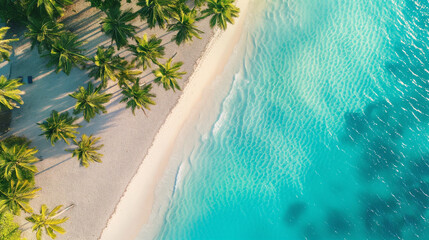 Breathtaking aerial view of tropical beach with turquoise water