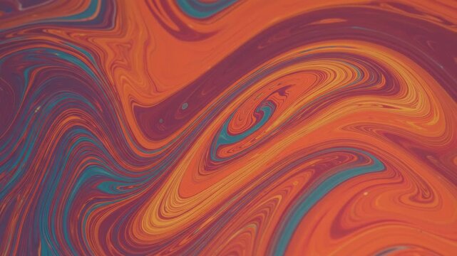 Abstract swirling pattern of orange, purple, and teal colors