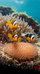 Colorful Clownfish in Coral Reef.
