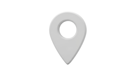 Isolated 3D location pin, map marker with a modern rounded shape. Suitable for web designs.