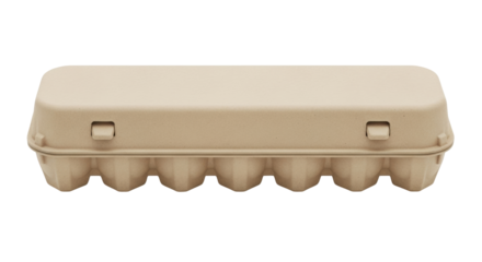 Isolated egg carton, tan container, closed box for packaging food, storage and protection
