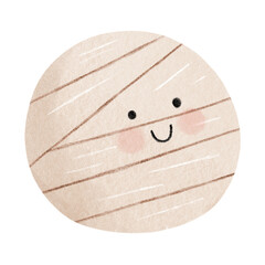 Cute mummy face, watercolor clip art illustration