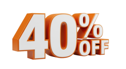 Isolated forty percent off promotion, sale announcement, seasonal discount marketing design